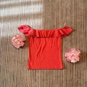 Derek Heart Coral Off-Shoulder Tank Top